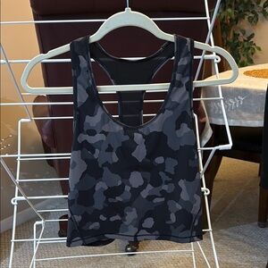 Athleta Black and Gray Camouflage Racerback Bra